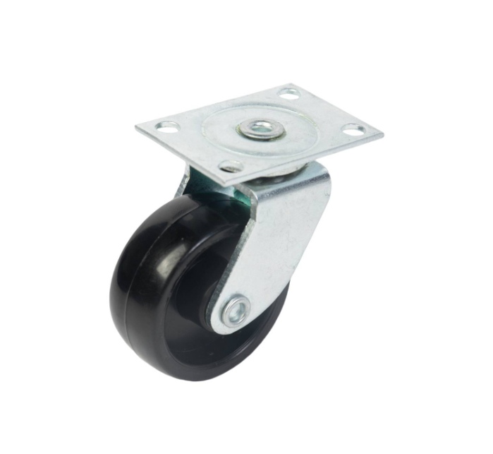 BLACK SINGLE WHEEL CASTOR PLATE 41MM PK2