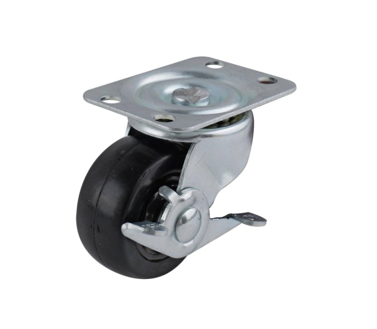 BLACK HEAVY DUTY SWIVEL CASTOR WITH BRAKE 51MM