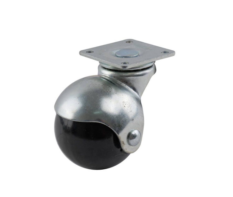 Black Polypropylene swivel ball wheel 50mm, top plate size:40x40mm, chrome plated, 40kg