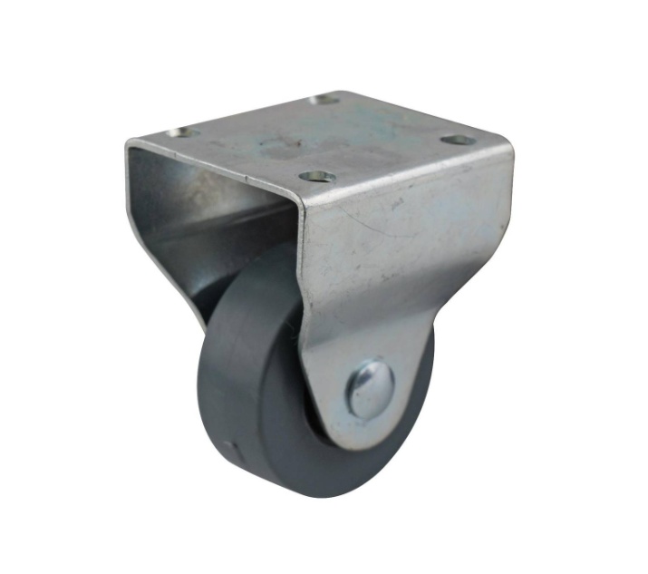 Grey rubber fixed wheel 40mm, Zinc plated top 42X42mm, 20kg