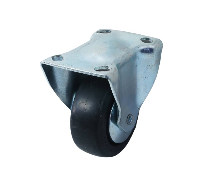 Black rubber fixed wheel 65mm, Zinc plated top 75X60mm, 40kg