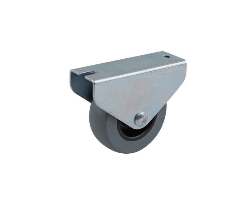 Grey Rubber fixed wheel 50mm, zinc plated fixture, 35kg