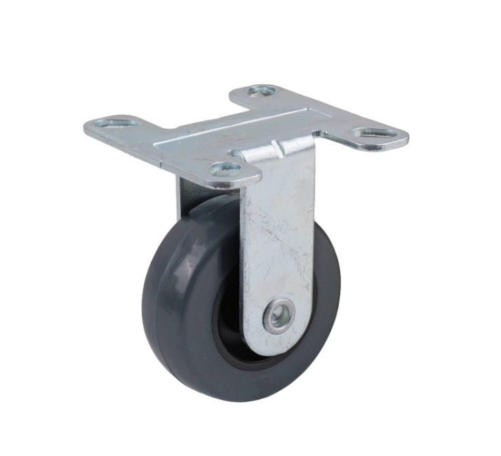 Grey PU fixed wheel 50mm, zinc plated fork 55X55mm, 40kg