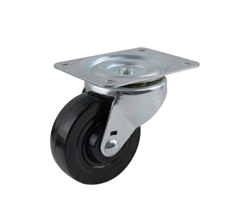 Castor Black Rubber Swiv/Plate 100mm