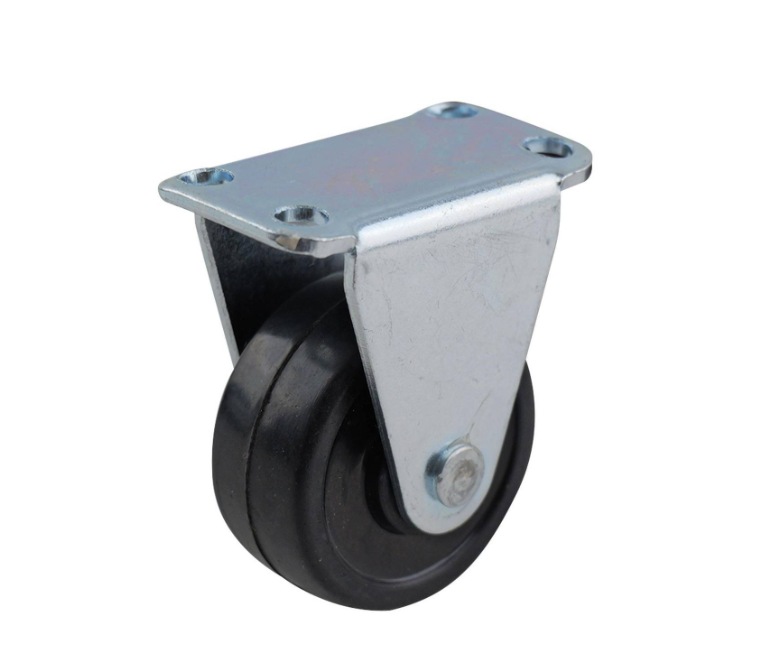 Castor Black Rubber Fixed Plate 38mm