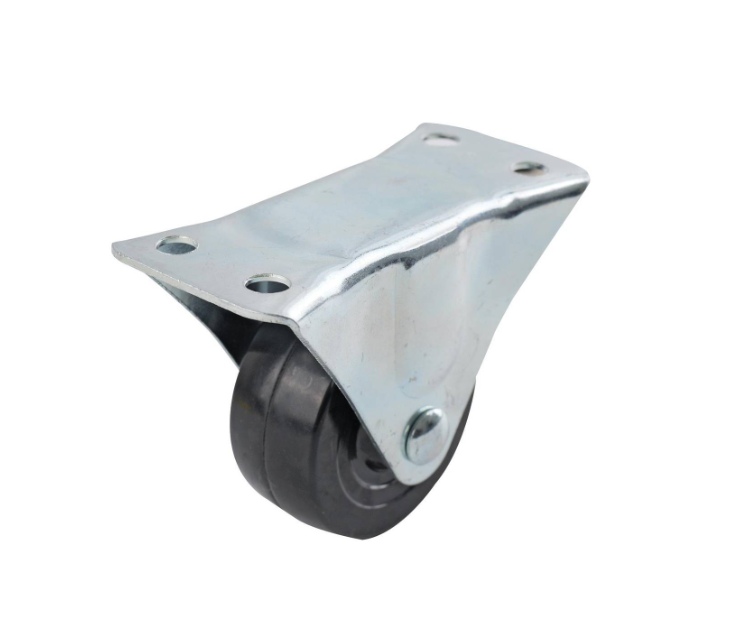 Castor Black Rubber Fixed Plate 63mm