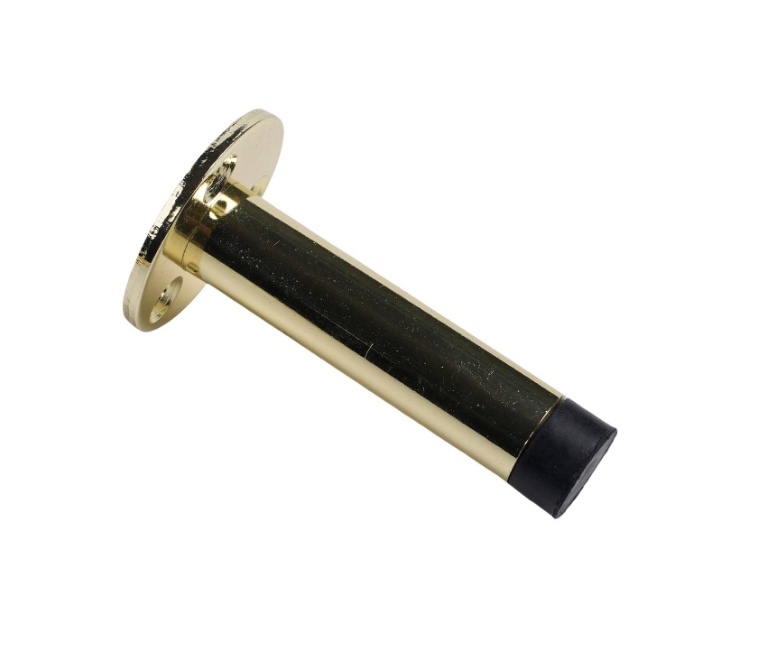 Door Stop Projection Flanged Polished Brass 75mm P