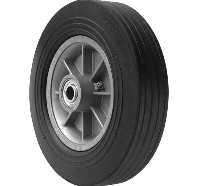 12-Inch Hand Truck Replacement Wheel, Solid Rubber, 2-5/8-Inch Ribbed Tread, 5/8-Inch Bore Centered Axle