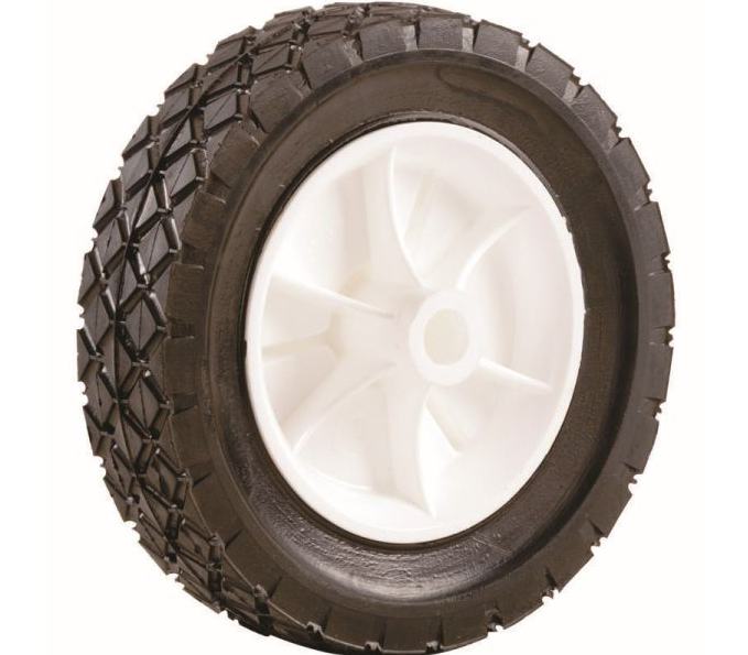 6-Inch Semi-Pneumatic Rubber Replacement Tire, Plastic Wheel, 1-1/2-Inch Diamond Tread, 1/2-Inch Bore Offset