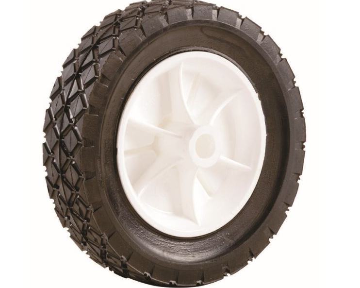 7-Inch Semi-Pneumatic Rubber Replacement Tire, Plastic Wheel, 1-1/2-Inch Diamond Tread, 1/2-Inch Bore Offset Axle