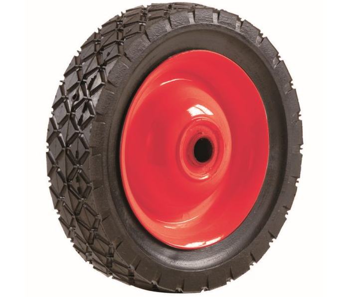 7-Inch Semi-Pneumatic Rubber Tire, Steel Hub with Grafoil Bearings, Diamond Tread, 1/2-Inch Bore Offset Axle