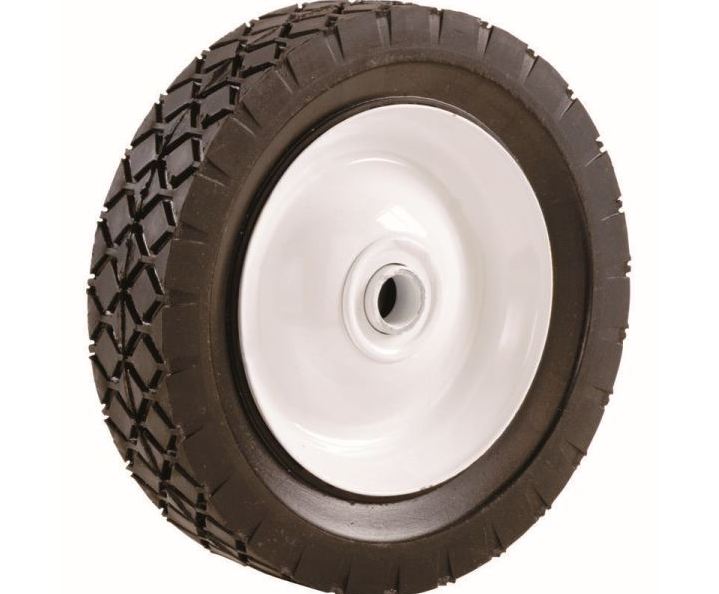 8-Inch Semi Pneumatic Rubber Tire, Steel Hub with Ball Bearings, Diamond Tread, 1/2-Inch Bore Centered Axle