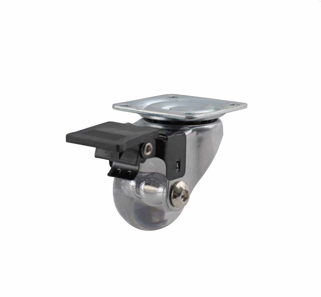 35MM TRANSLUCENT SWIVEL CASTER WITH BRAKE IN