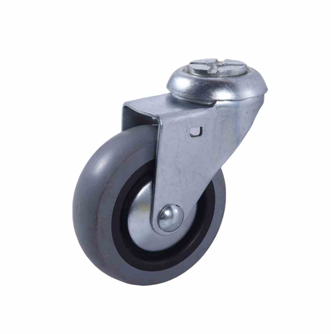 75MM GREY RUBBER BOLT HOLE CASTOR