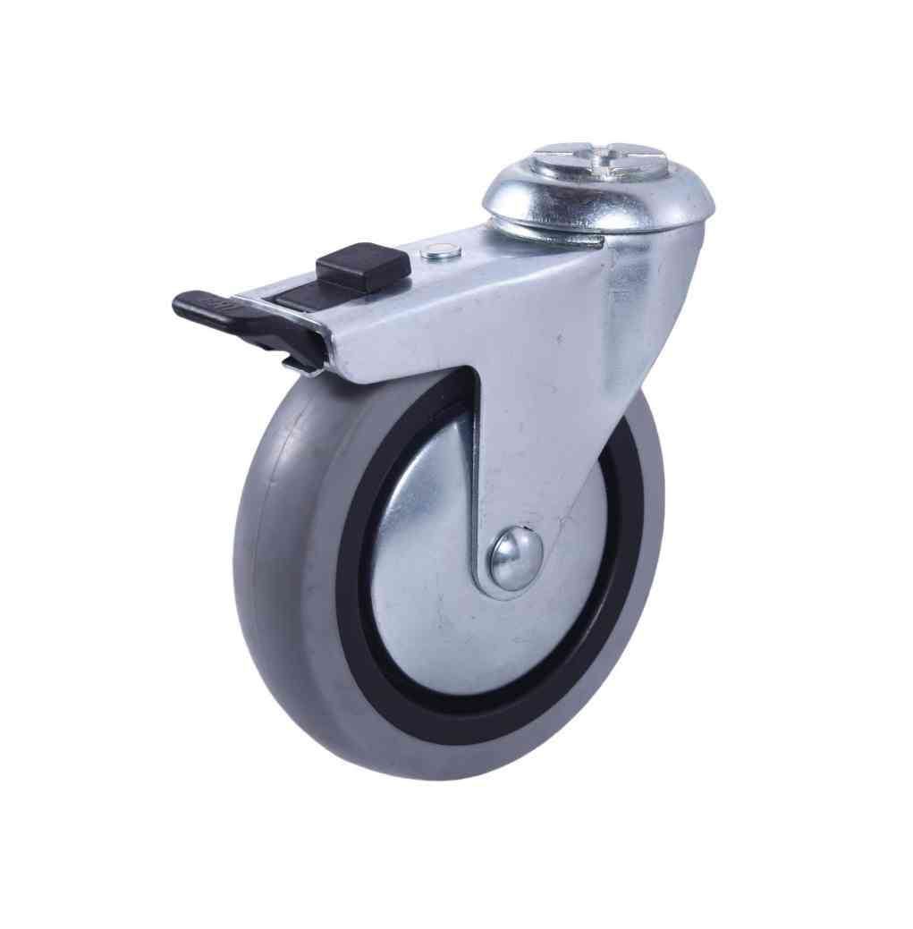 100MM GREY RUBBER BOLT HOLE BRAKE CASTOR