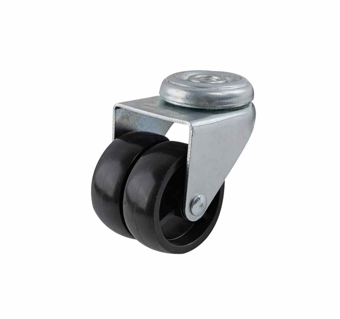 50MM BLACK NYLON TWIN WHEEL BOLT HOLE CASTOR