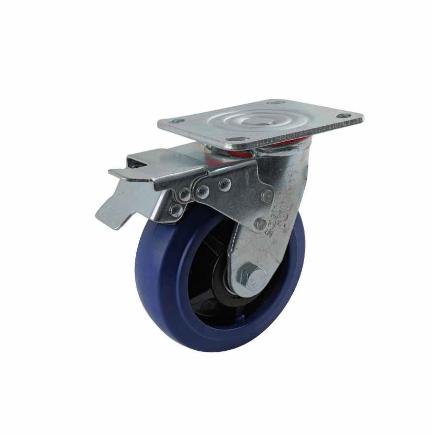 150MM BLUE ELASTIC RUBBER SWIVEL + BRAKE PLATE