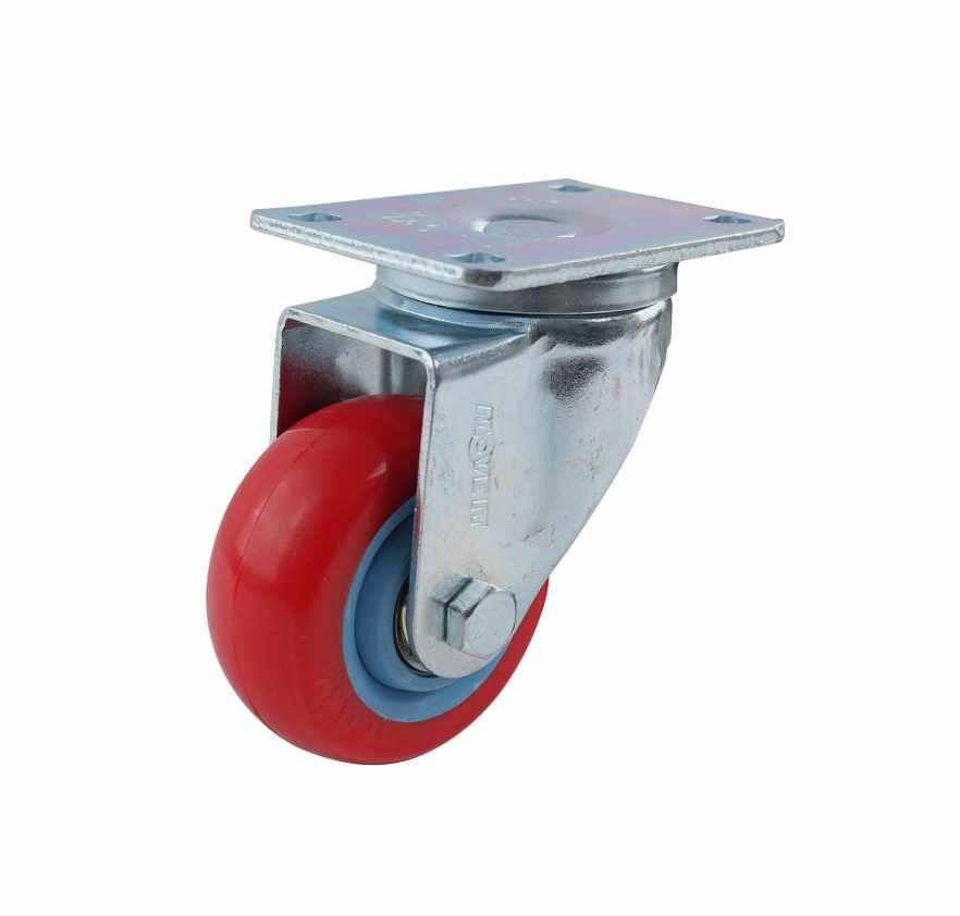 75MM RED PU SWIVEL CASTOR