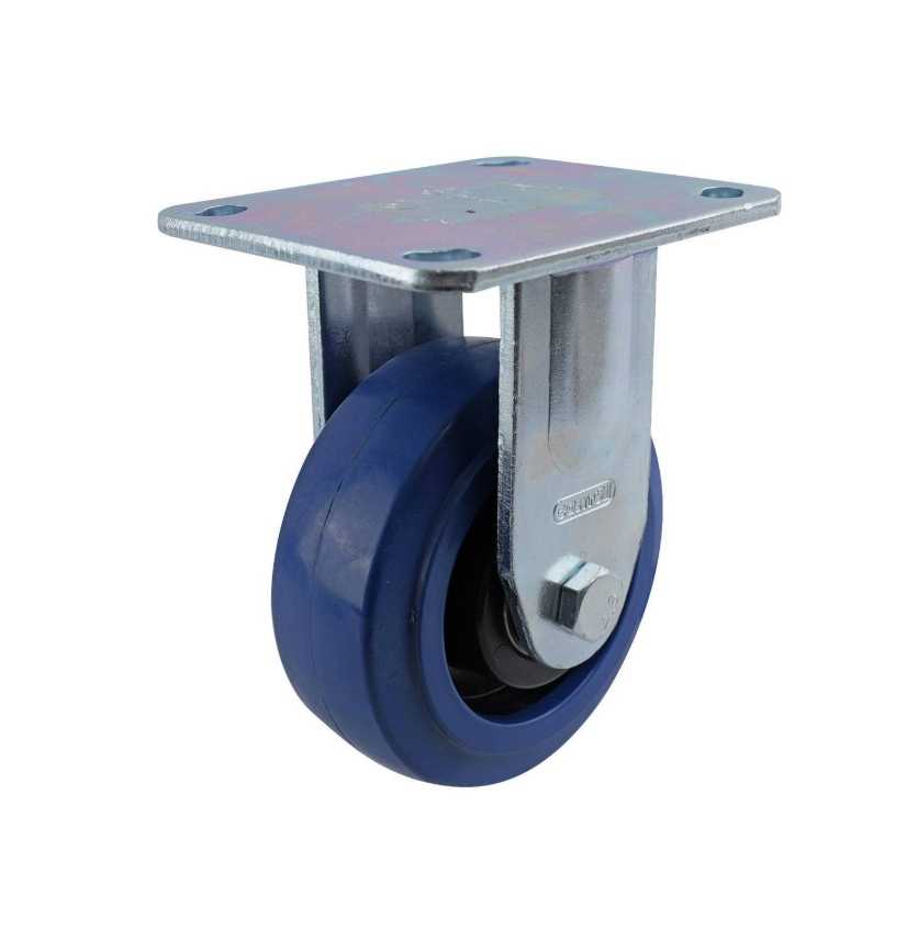 125MM BLUE RUBBER FIXED PLATE CASTOR