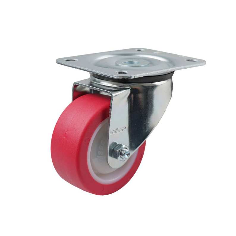 80MM RED URETHANE SWIVEL PLATE CASTOR 130KG