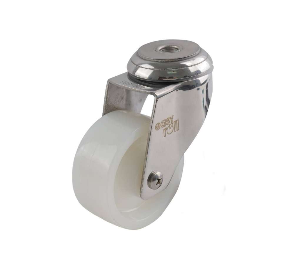 SS 75MM WHITE NYLON BOLT HOLE CASTOR