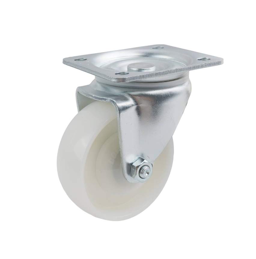 100MM WHITE NYLON SWIVEL PLATE CASTOR