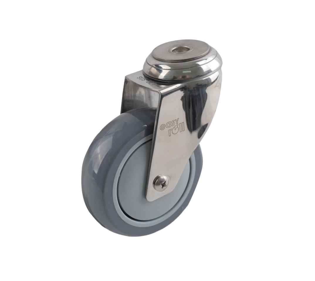SS 100MM GREY URETHANE BOLT HOLE CASTOR