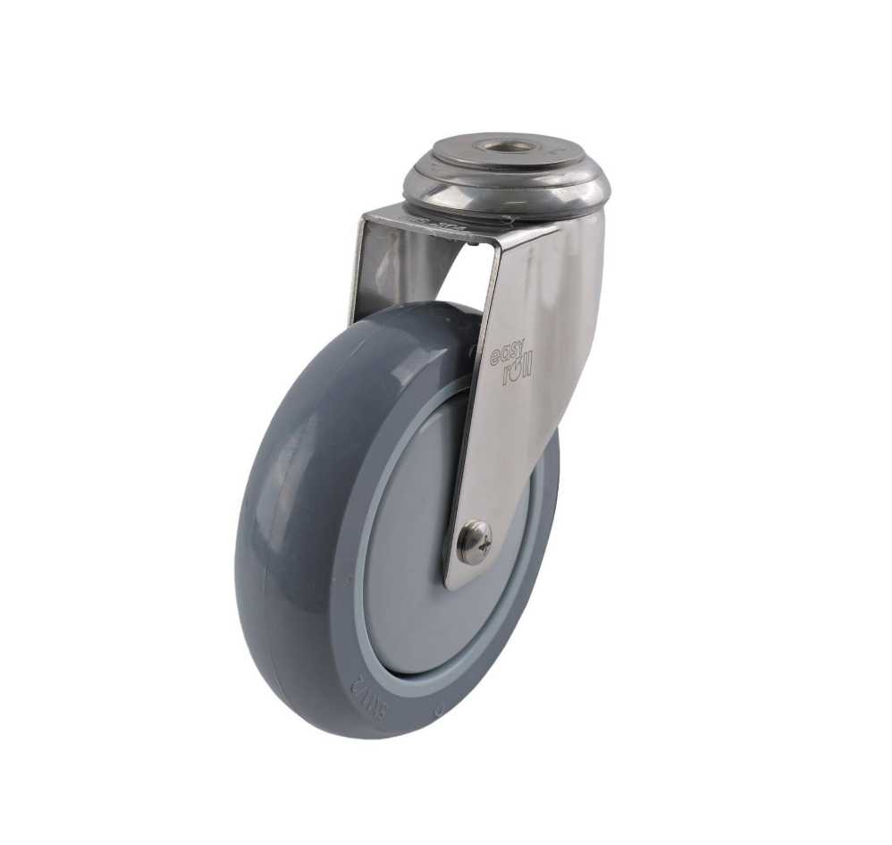 SS 125MM GREY URETHANE BOLT HOLE CASTOR