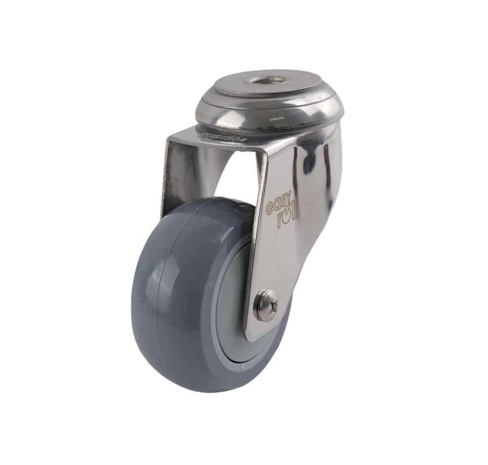 SS 75MM GREY URETHANE BOLT HOLE CASTOR