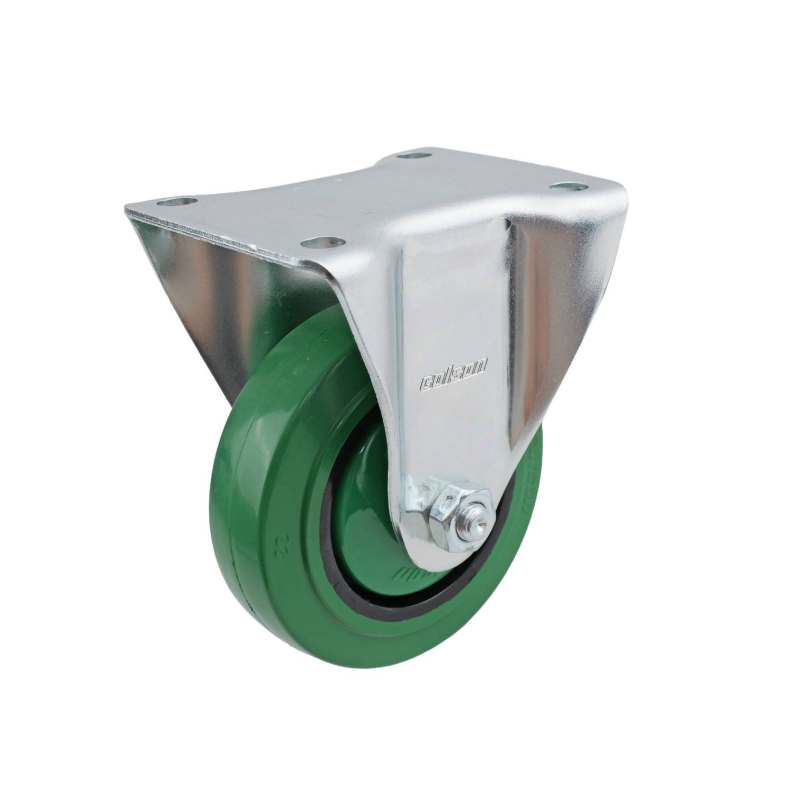100MM GREEN RUBBER FIXED PLATE CASTOR