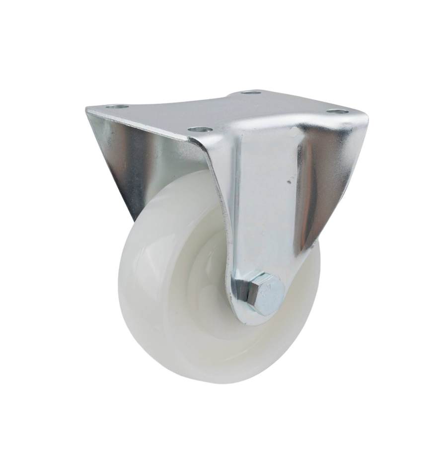 100MM WHITE NYLON FIXED PLATE CASTOR