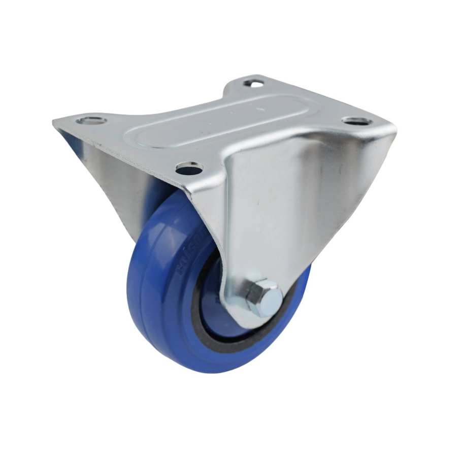 80MM BLUE RUBBER FIXED PLATE CASTOR