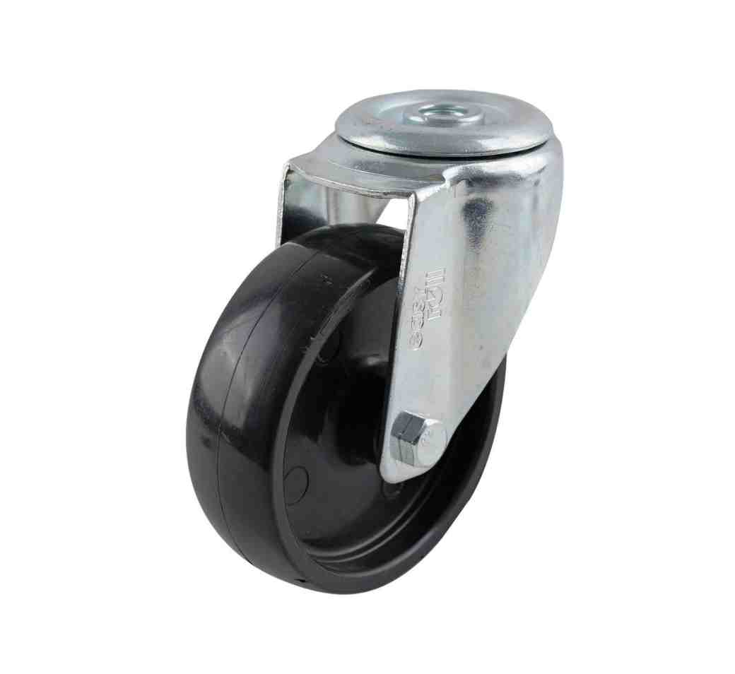 100MM BLACK POLY BOLT HOLE CASTOR