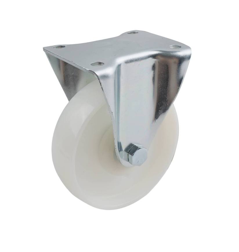 125MM WHITE NYLON FIXED PLATE CASTOR