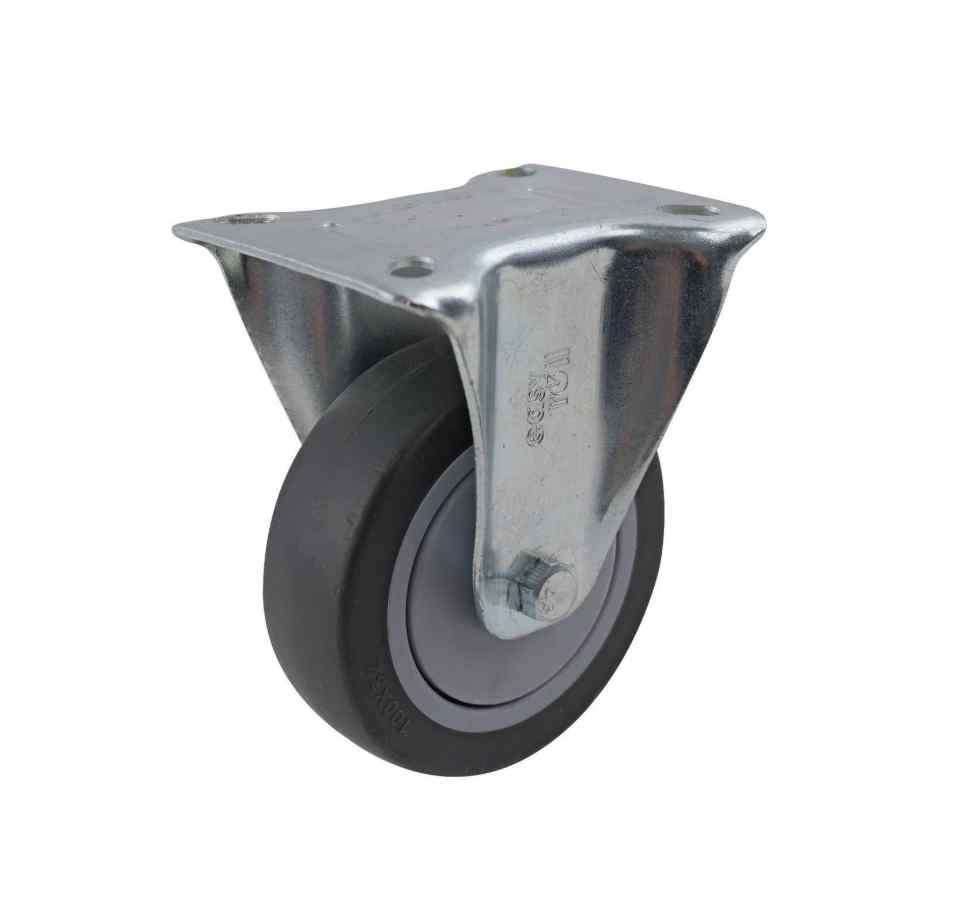 100MM GREY RUBBER FIXED PLATE CASTOR