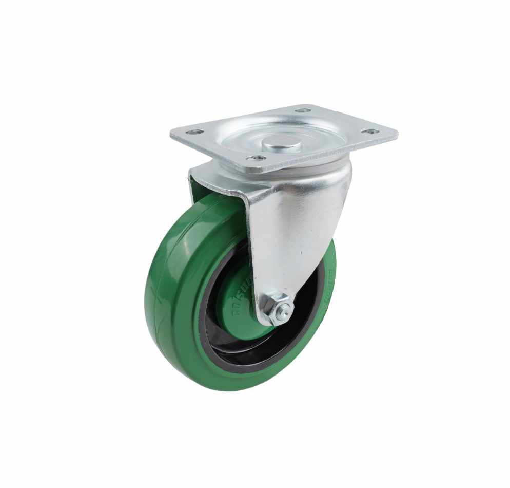 125MM GREEN RUBBER SWIVEL PLATE CASTOR
