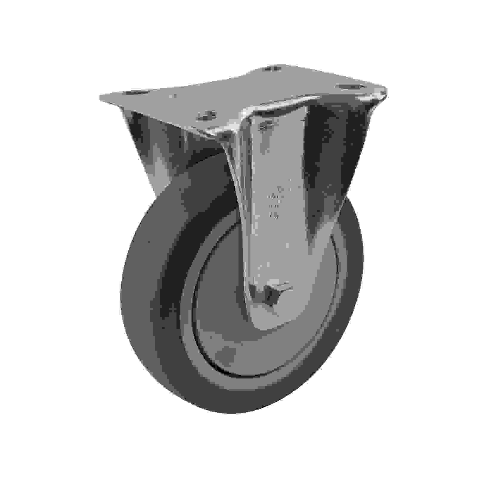 125MM GREY RUBBER FIXED PLATE CASTOR
