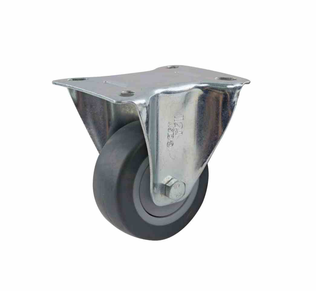 80MM GREY RUBBER FIXED PLATE CASTOR
