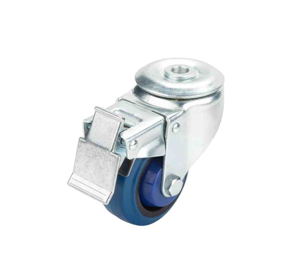 75MM BLUE RUBBER BOLT HOLE BRAKE CASTOR