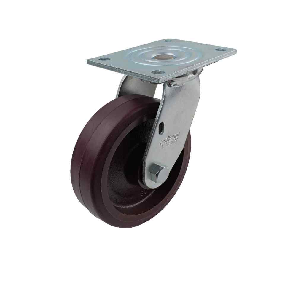 150MM URETHANE/CAST IRON SWIVEL PLATE CASTOR