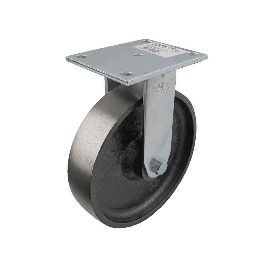 200MM CAST IRON FIXED PLATE CASTOR