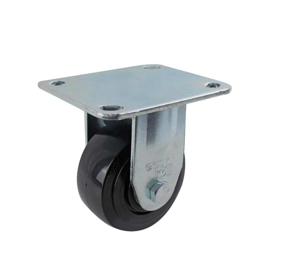 100MM BLACK NYLON FIXED PLATE CASTOR