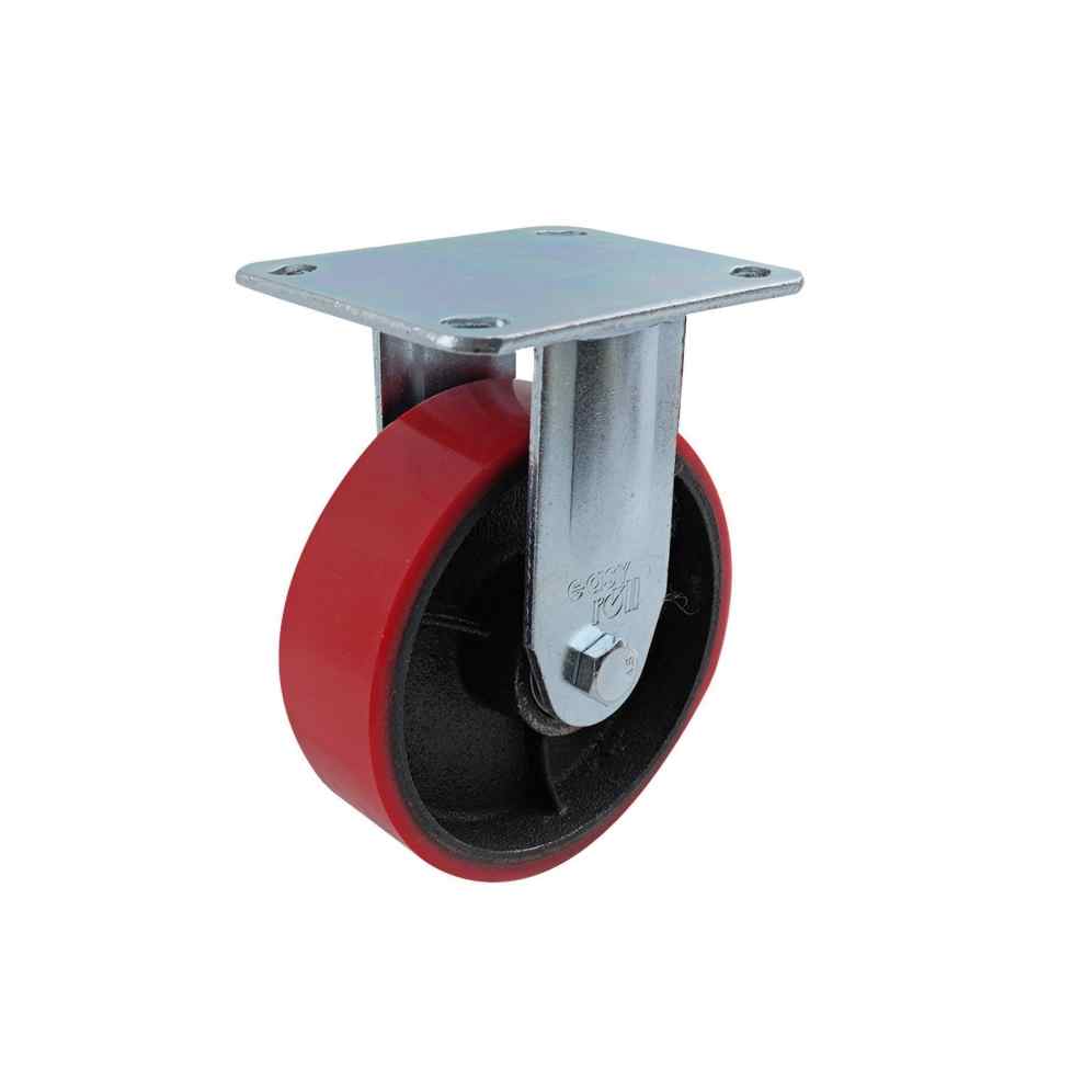 150MM RED URETHANE/CI FIXED PLATE CASTOR