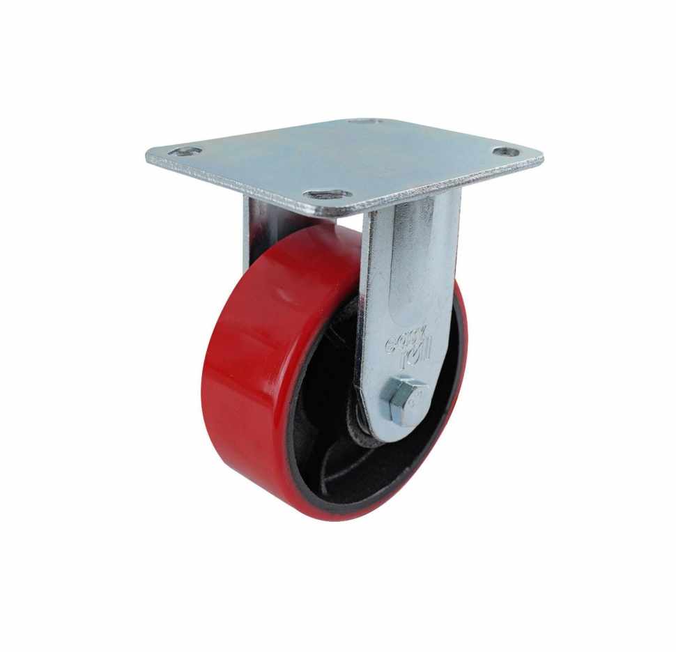 125MM RED URETHANE/CI FIXED PLATE CASTOR