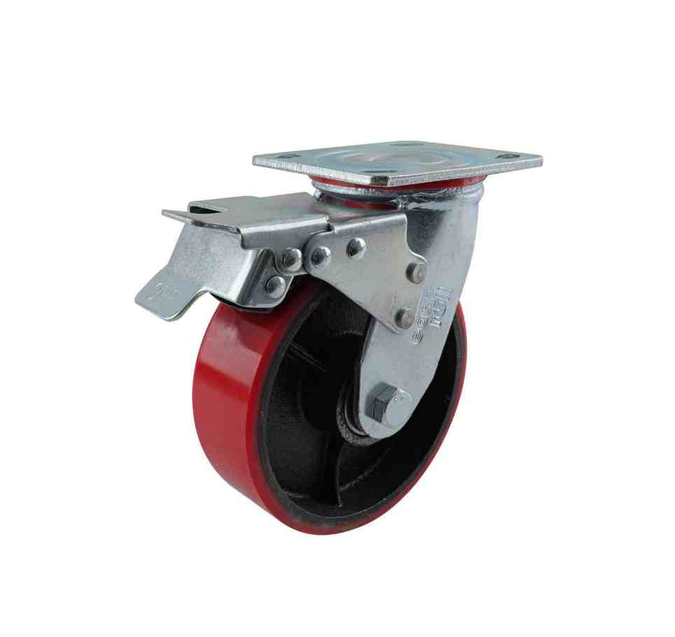 150MM RED URETHANE/CI SWIVEL PLATE BRAKE