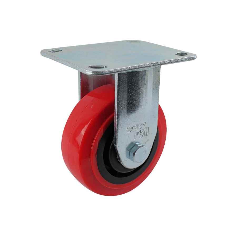 125MM RED URETHANE FIXED PLATE CASTOR