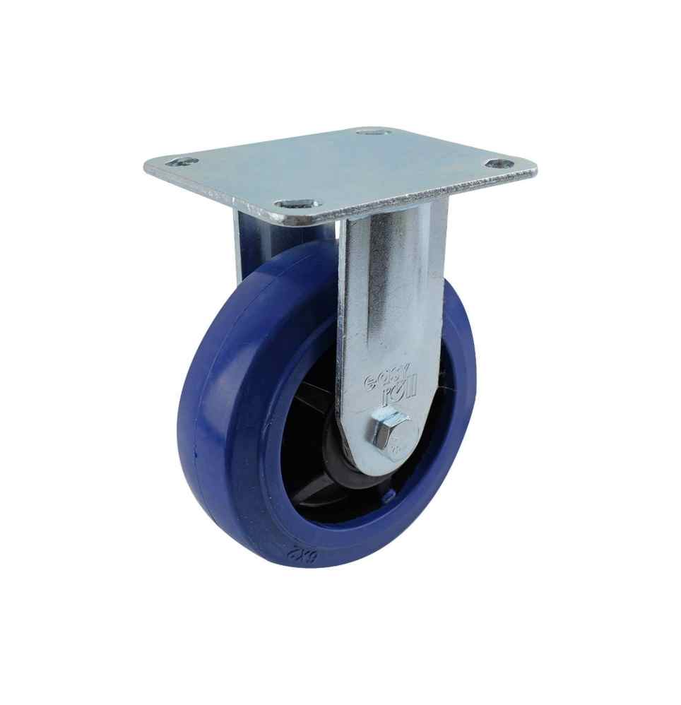 150MM BLUE RUBBER FIXED PLATE CASTOR