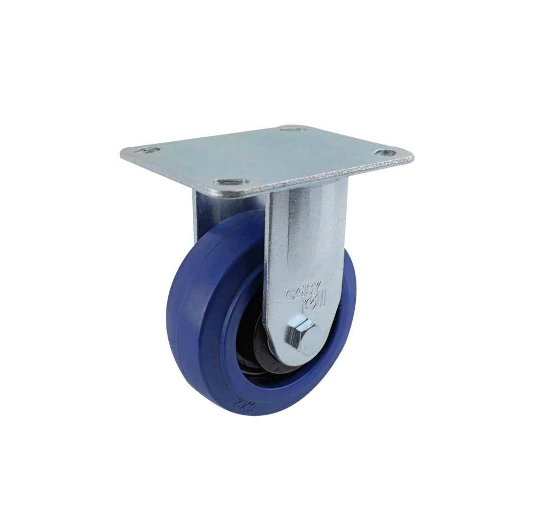 125MM BLUE RUBBER FIXED PLATE CASTOR