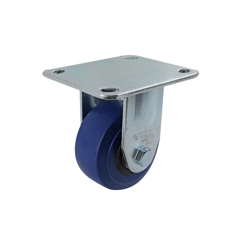 100MM BLUE RUBBER FIXED PLATE CASTOR