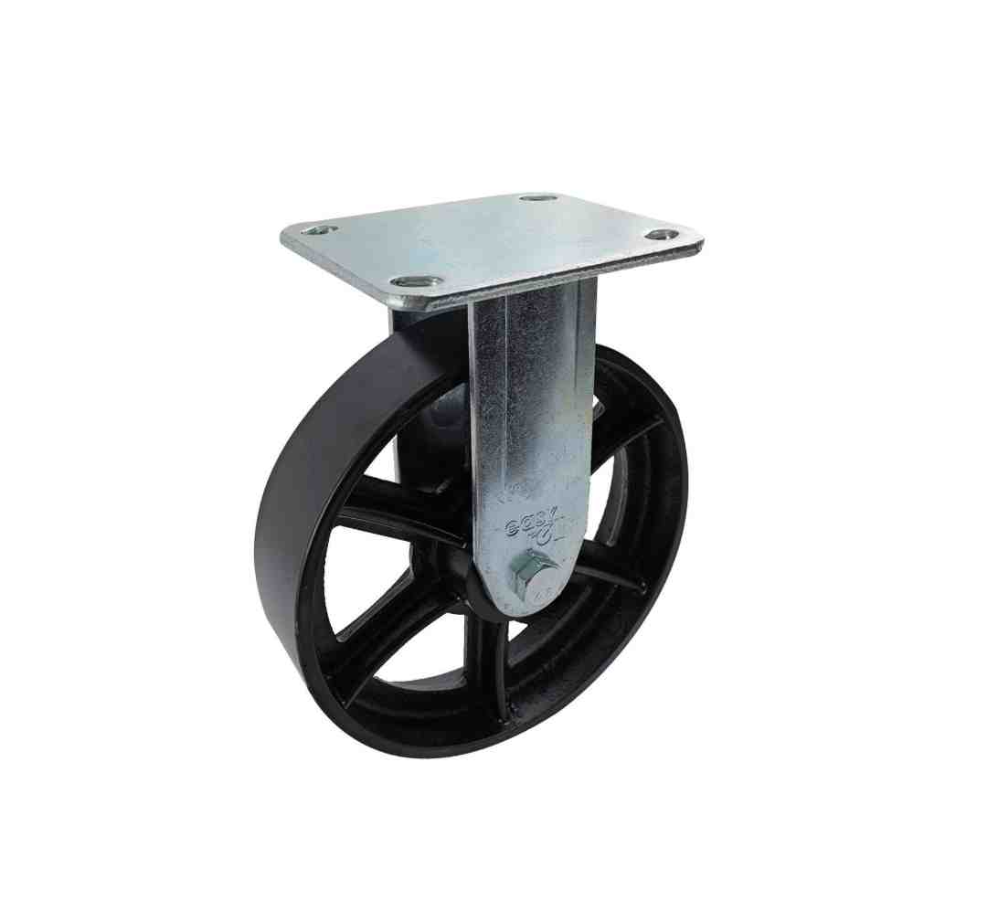 200MM CAST IRON FIXED PLATE CASTOR 600KG